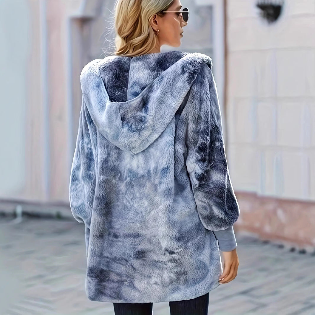 Chic Hooded Faux Fur Coat (Kunstpelzmantel mit Kapuze)
