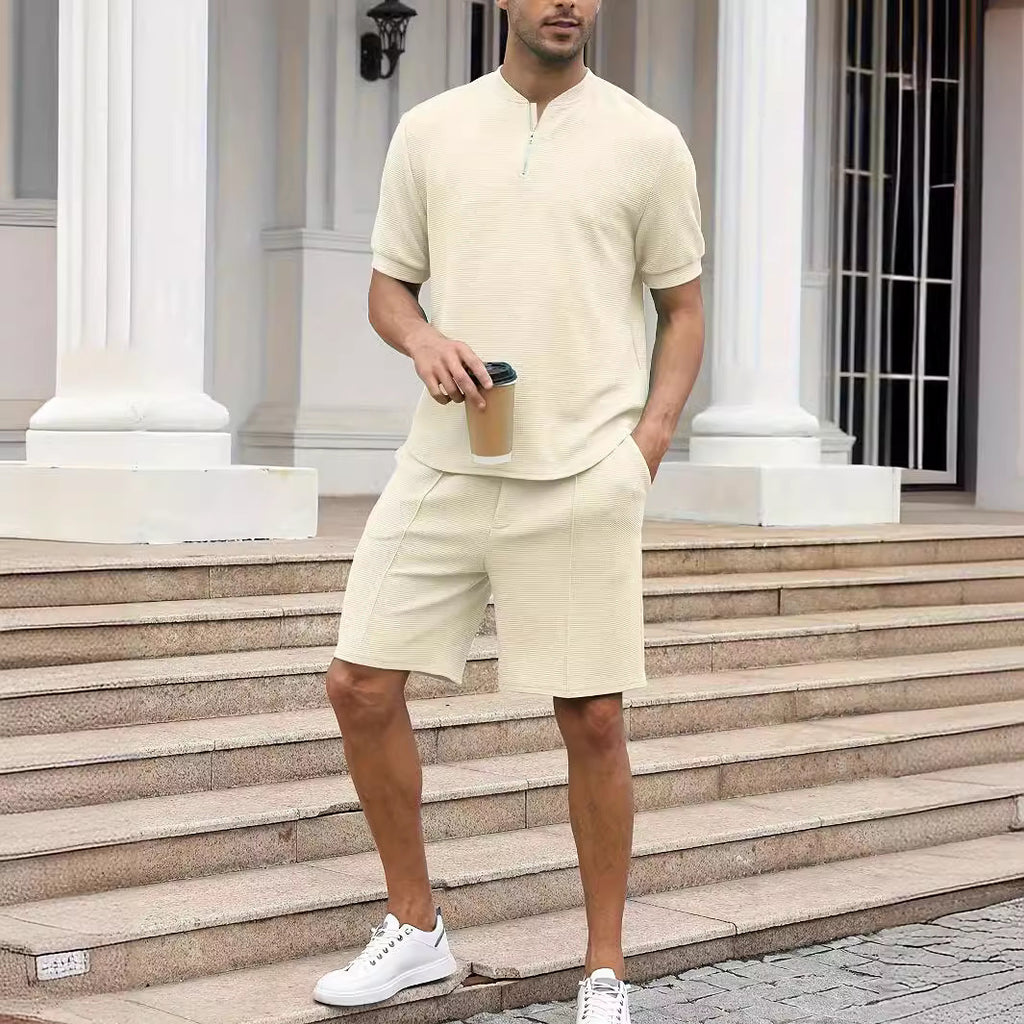 Casual Waffle Set – Solid Color, Clean Fit