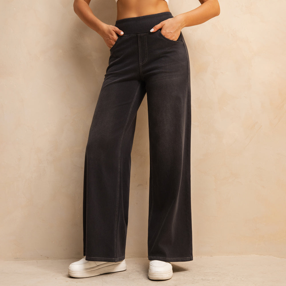 Dark Grey Wide-leg Jeans (Moderne Schlagjeans In Dunklem Grauton)