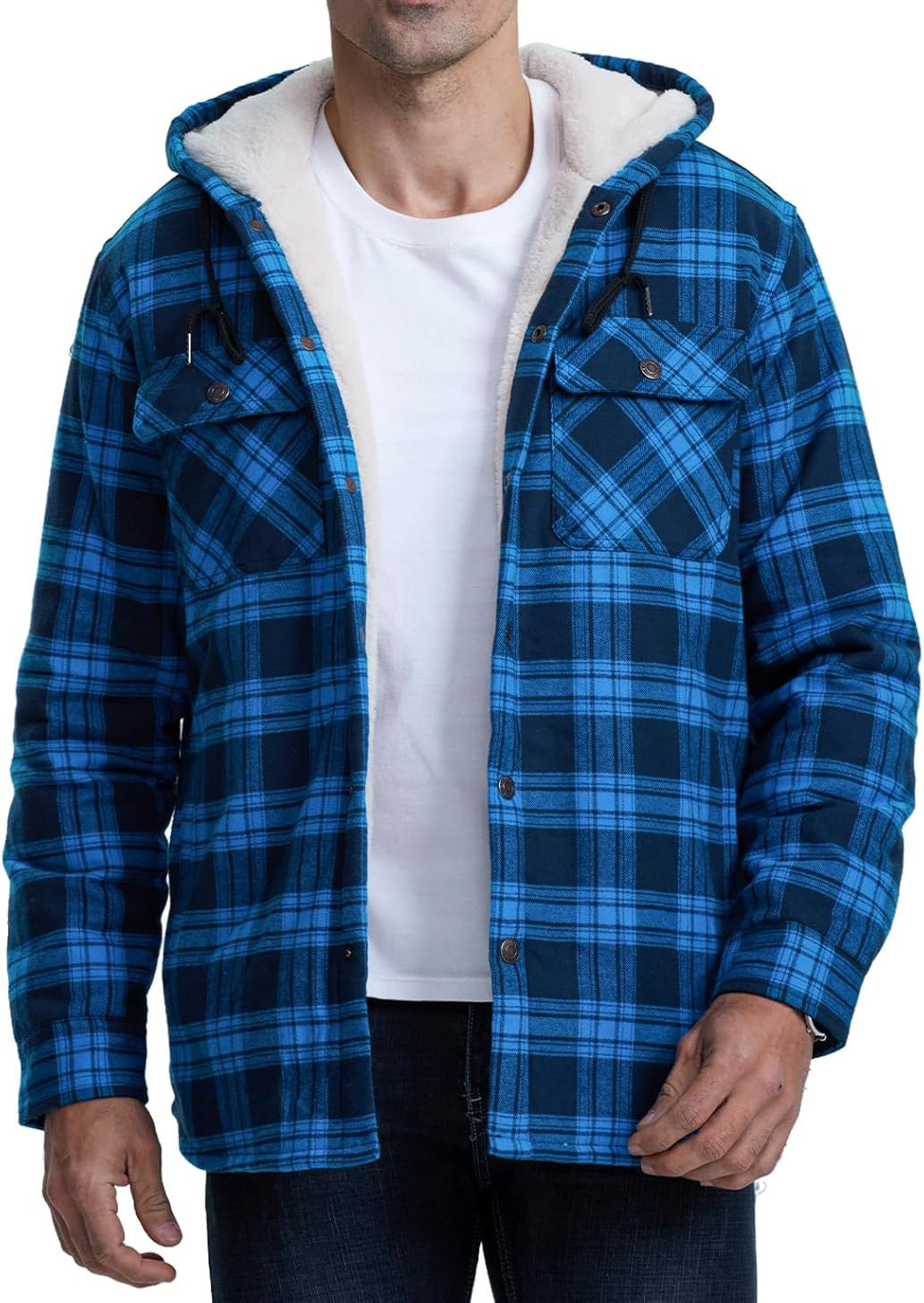 Fleece-Lined Plaid Jacket – Casual Hooded Design (Karierte Fleece-Jacke – Lässig mit Kapuze)