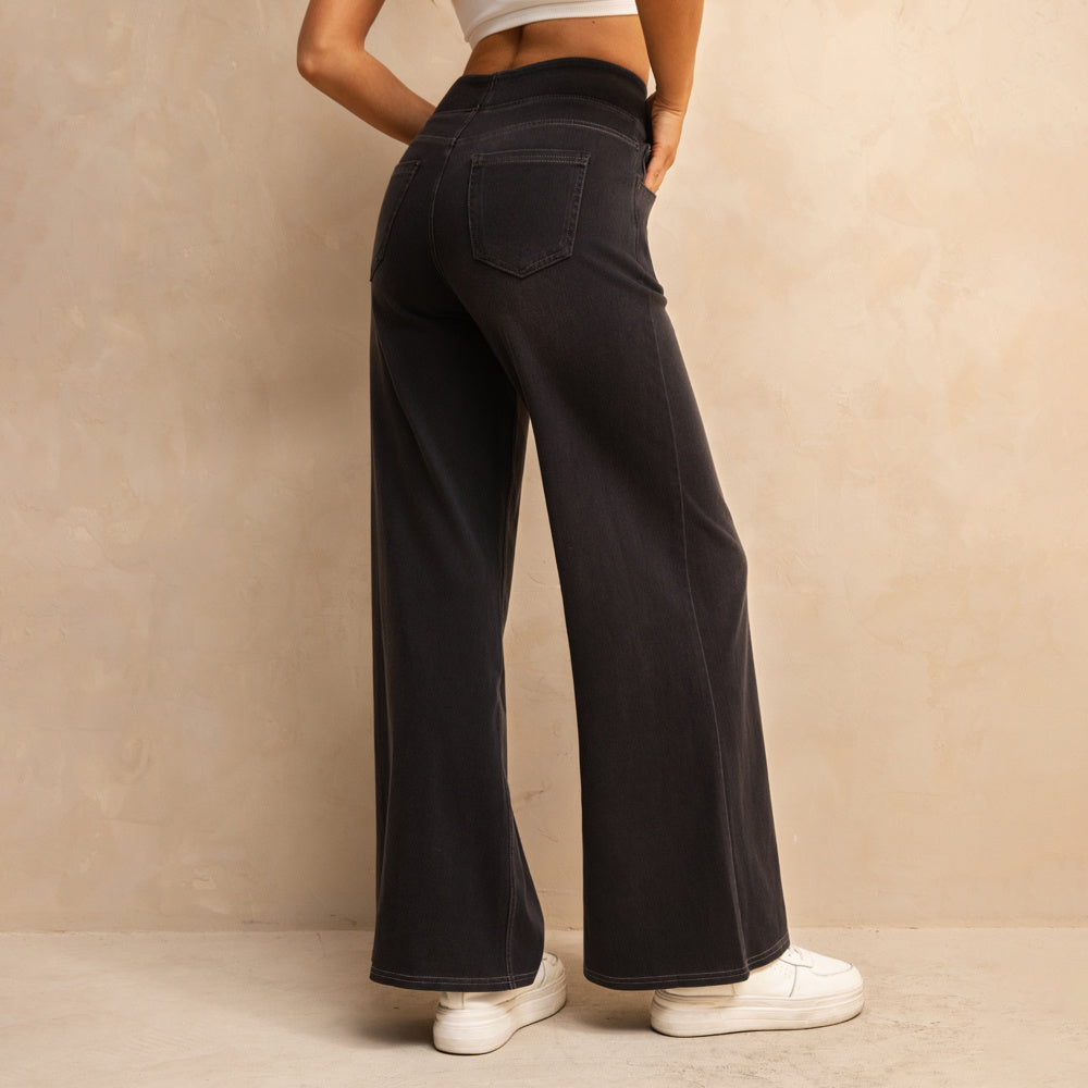 Dark Grey Wide-leg Jeans (Moderne Schlagjeans In Dunklem Grauton)