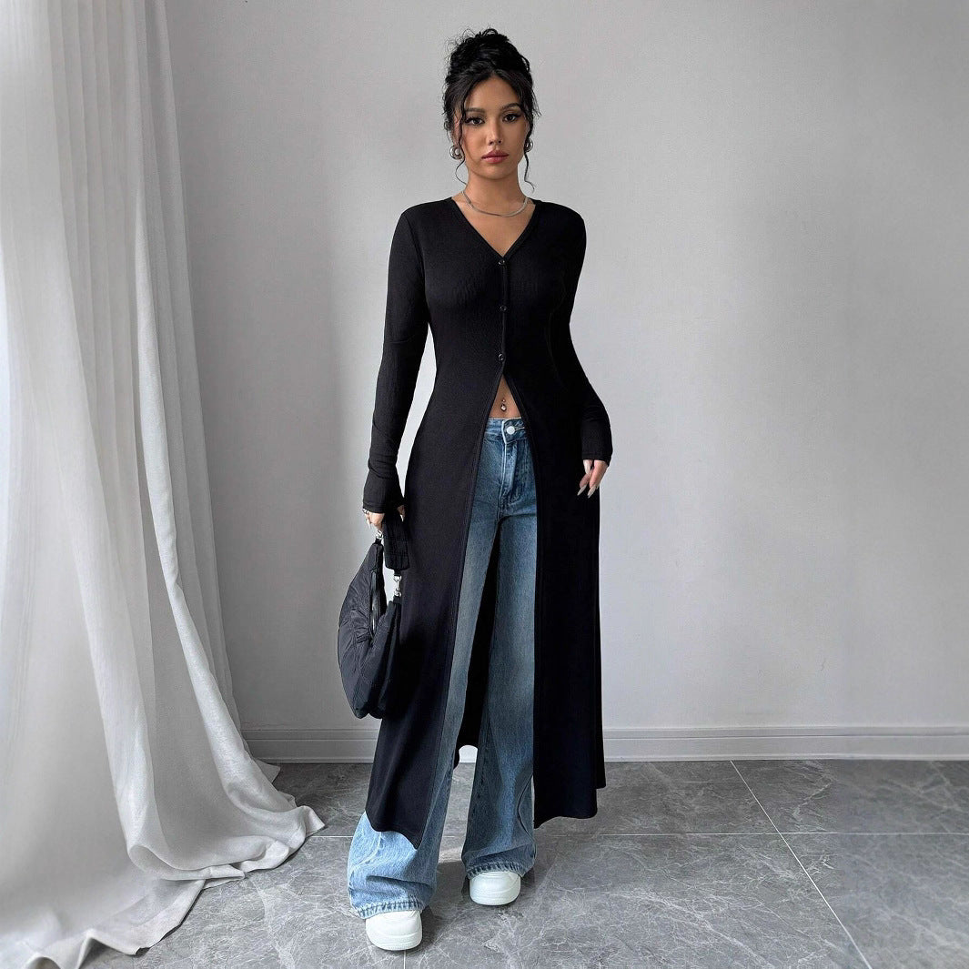 Longline Slim Fit Top (Figurbetontes Langes Top)