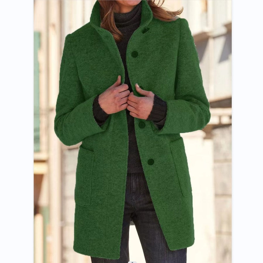 Stand Collar Wool Coat (Eleganter Wollmantel mit Stehkragen)