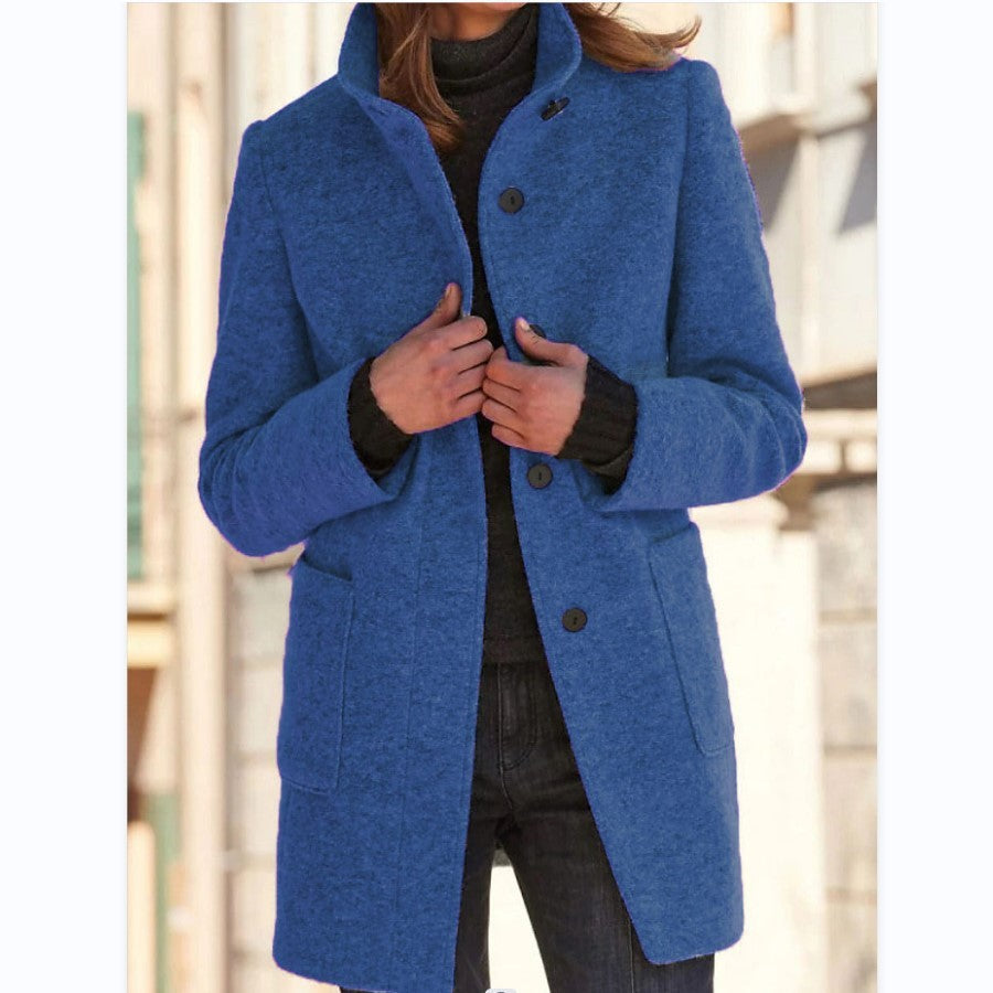 Stand Collar Wool Coat (Eleganter Wollmantel mit Stehkragen)